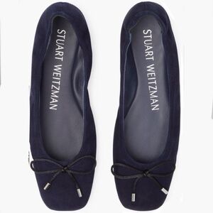 STUART WEITZMAN Bardot Suede Ballet Flats Navy Size 6